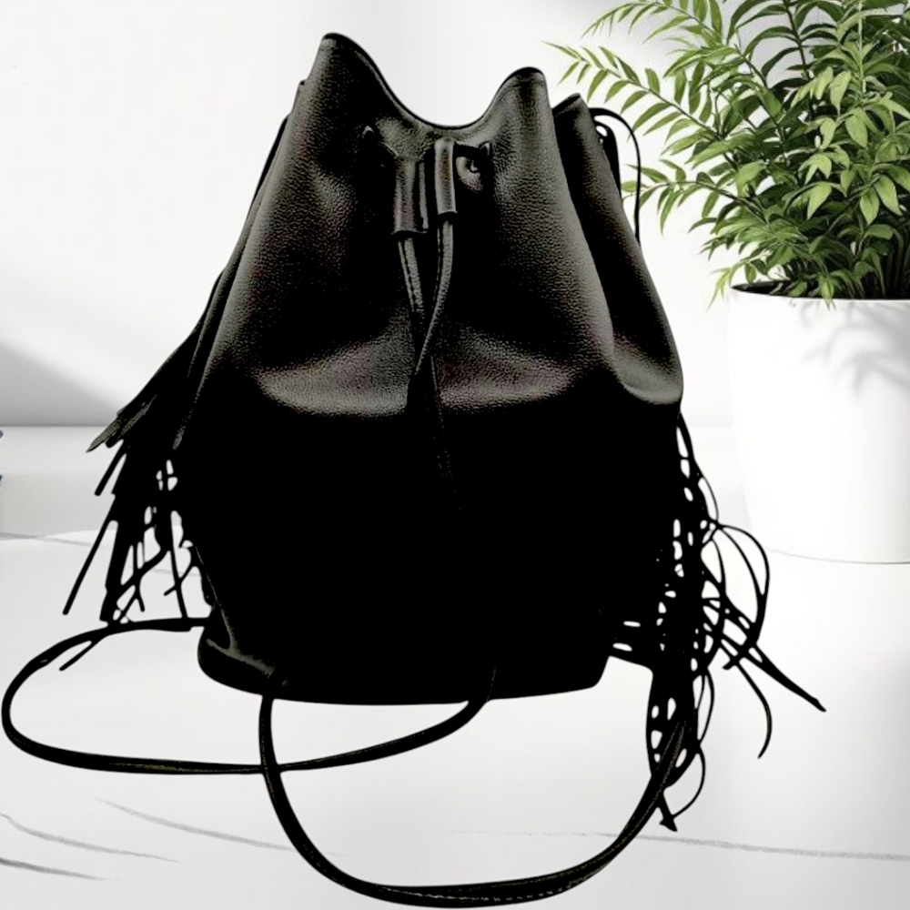 Victoria's Secret Black Backpack Fringe Purse Western Biker Moto Punk Goth Bag